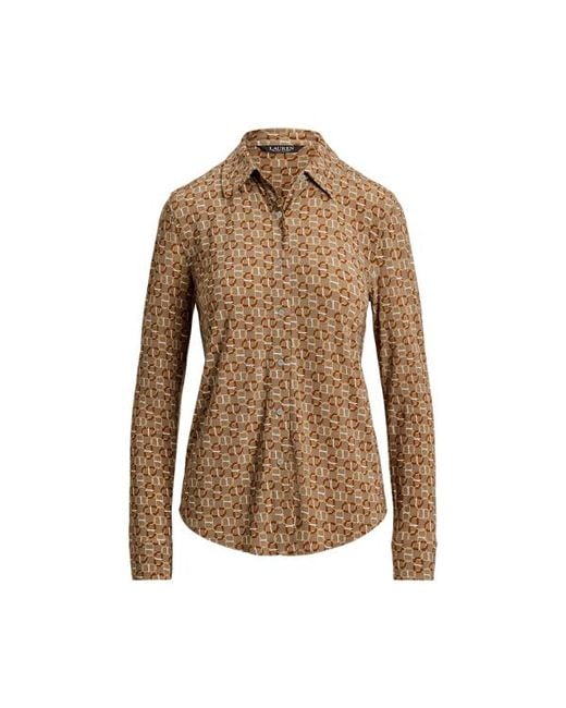 Ralph Lauren Brown Ralph Lauren Slim Fit Geo-Print Jersey Shirt