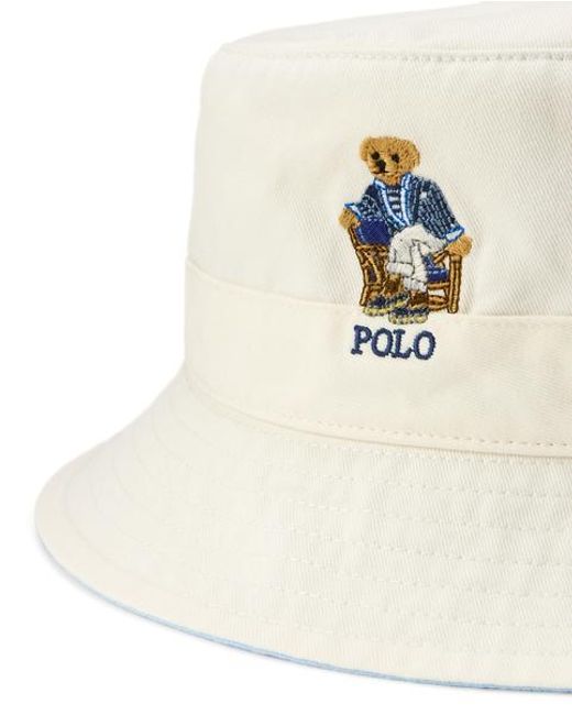 Polo Ralph Lauren White Polo Bear Twill Bucket Hat for men