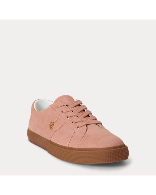 Ralph Lauren Pink Janson Ii Suede & Nappa Leather Trainer