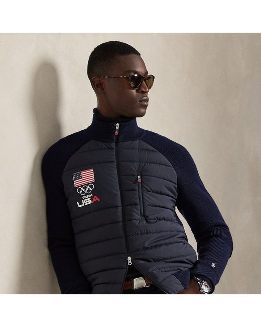 Polo Ralph Lauren Blue Team Usa Hybrid Full-Zip Sweater