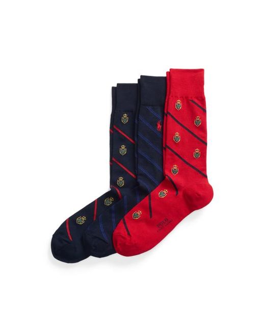Polo Ralph Lauren Red Crest & Striped Crew Sock 2-pack for men