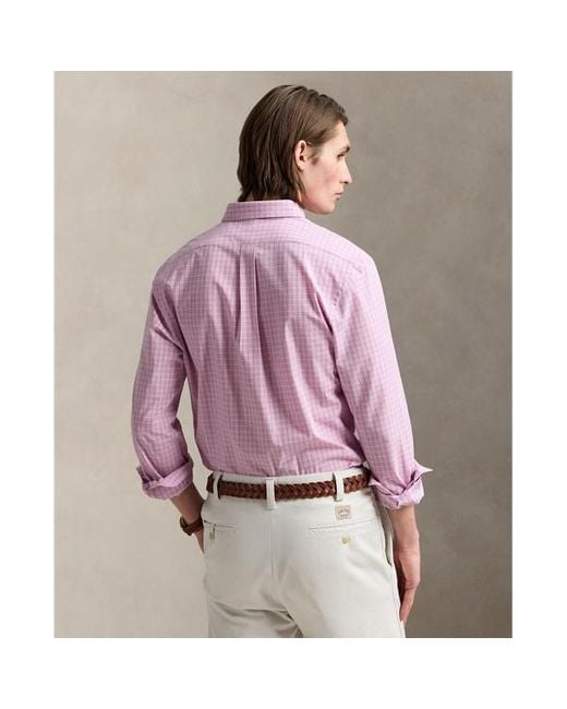 Polo Ralph Lauren Purple Custom Fit Checked Stretch Poplin Shirt for men