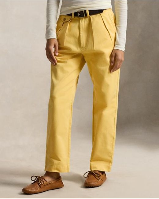 Polo Ralph Lauren Yellow Whitman Relaxed Fit Pleated Chino Trouse for men