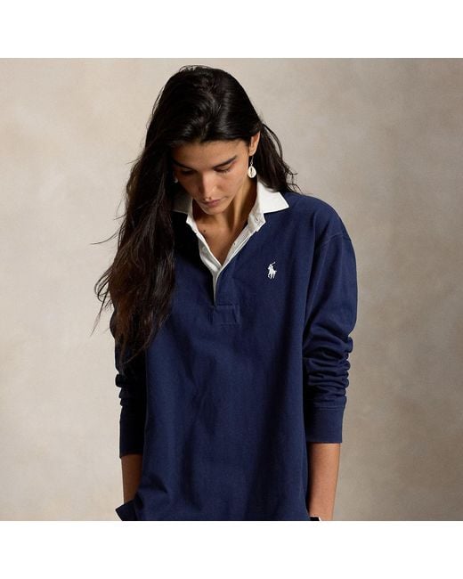 Polo Ralph Lauren Blue Oversize Cotton Rugby Shirt