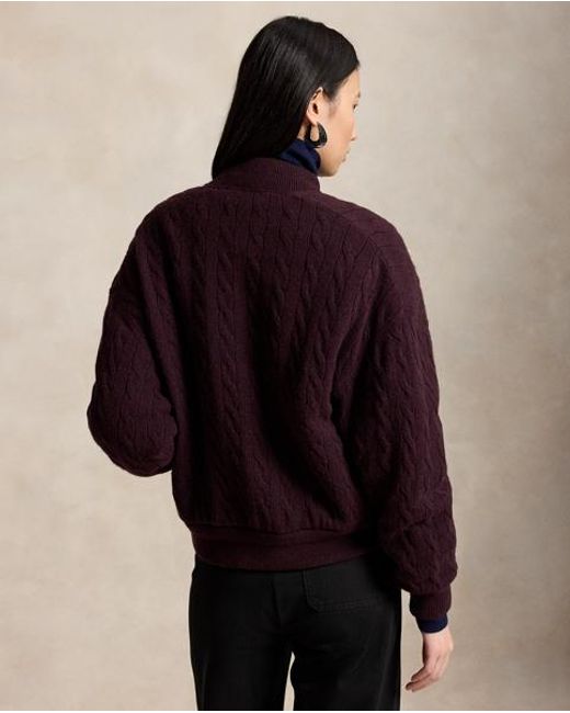 Polo Ralph Lauren Brown Cable-Knit Wool-Cashmere Snapped Jacket