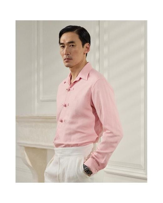 Ralph Lauren Purple Label Lunar New Year Zijde-linnen Overhemd in het Pink voor heren