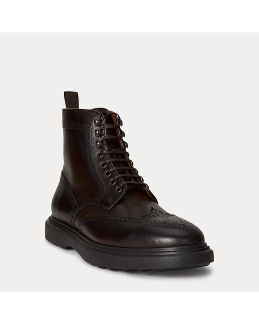 Polo Ralph Lauren Black Martelli Leather Wingtip Boot for men
