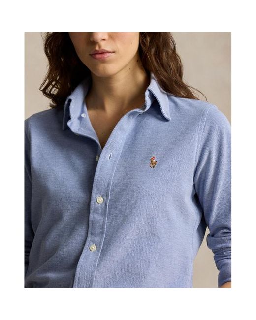 Polo Ralph Lauren Blue Slim Fit Knit Cotton Oxford Shirt