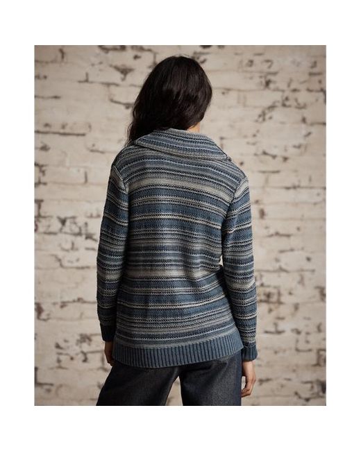 Cardigan in lino e cotone a righe indaco di RRL in Blue