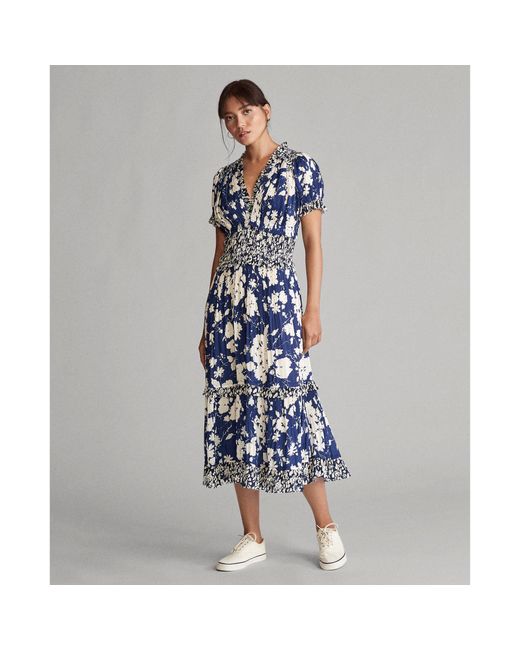 ralph lauren pleated floral print dress