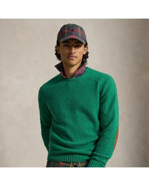 Polo Ralph Lauren Green Suede-Patch Wool-Cashmere Jumper for men
