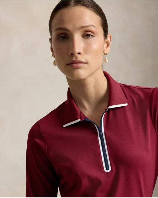 Ralph Lauren Red Quarter-Zip Long-Sleeved Polo Shirt