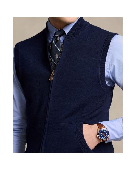 Polo Ralph Lauren Blue Washable Wool Full-zip Gilet for men
