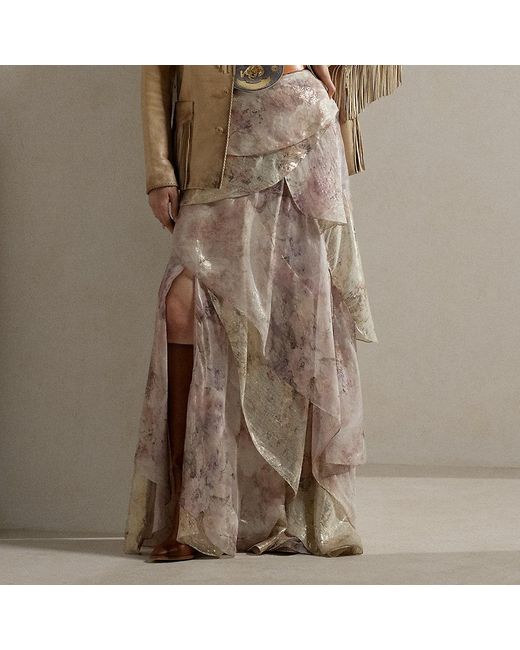 Ralph Lauren Collection Brown Ralph Lauren Birgita Print Silk-blend Paneled Skirt