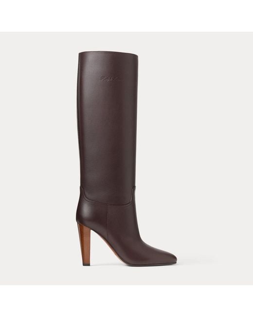 Ralph Lauren Brown Bryne 95 Mm Calfskin Boot