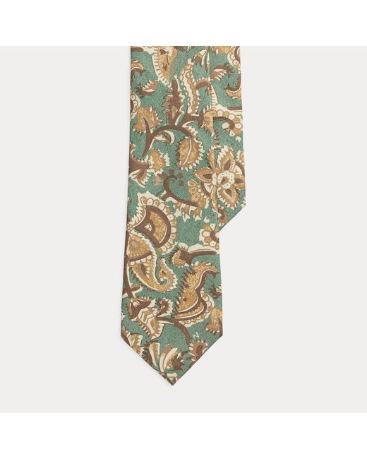 Ralph Lauren Green Paisley Silk Habotai Tie for men