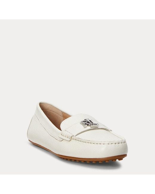 Ralph Lauren Barnsbury Gegranuleerd Leren Mocassins in het White