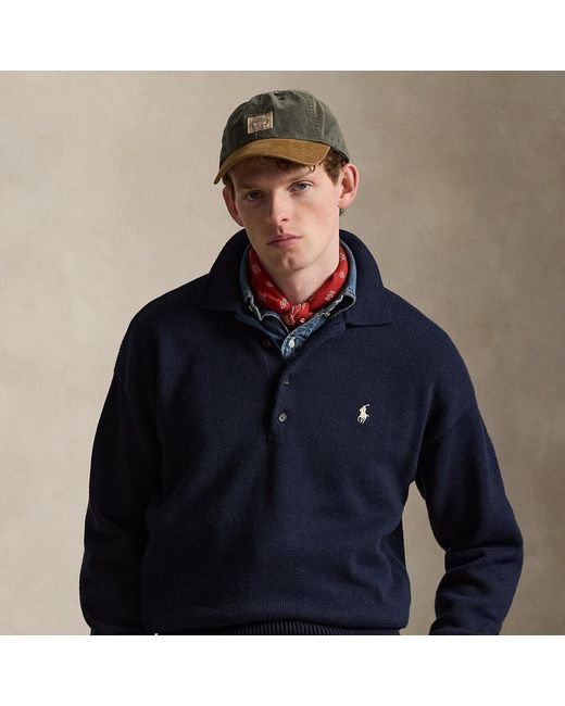 Polo Ralph Lauren Blue Relaxed Fit Flag Cotton Jumper for men