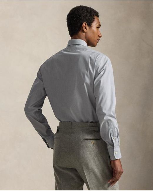Polo Ralph Lauren Gray Custom Fit Striped Poplin Shirt for men