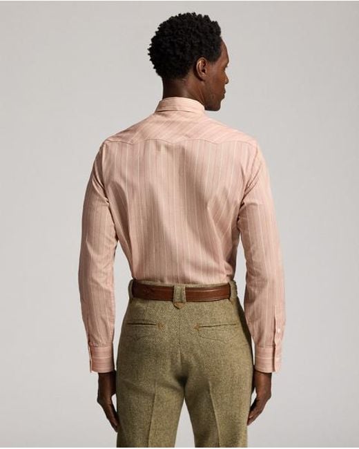 RRL Pink Slim Fit Stripe-Print Western Shirt for men