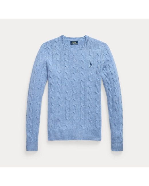 Maglia in lana e cashmere a trecce di Polo Ralph Lauren in Blue