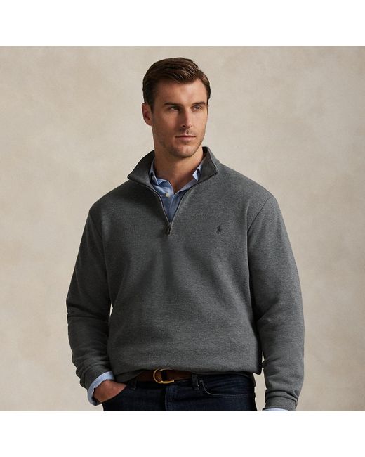 Ralph Lauren Gray Double-Knit Mesh Quarter-Zip Pullover for men