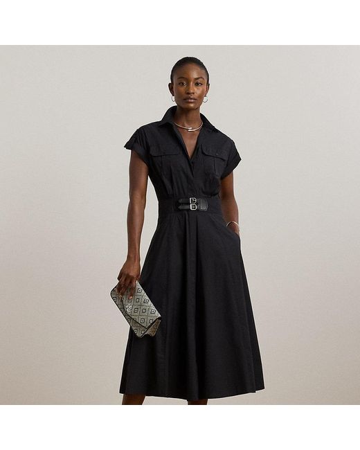 Ralph Lauren Overhemdjurk Van Katoenmix Met Gespen in het Black