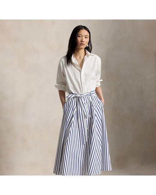 Polo Ralph Lauren Blue Striped Cotton A-Line Skirt