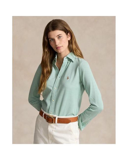 Polo Ralph Lauren Blue Slim Fit Knit Cotton Oxford Shirt