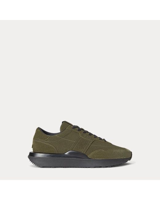 Ralph Lauren Green Train 89 Suede Sneaker for men
