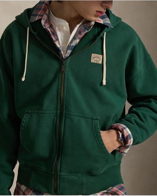 Polo Ralph Lauren Green Relaxed Fit Loopback Fleece Hoodie for men