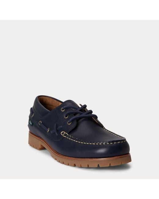 Polo Ralph Lauren Blue Ranger Leather Boat Shoes for men
