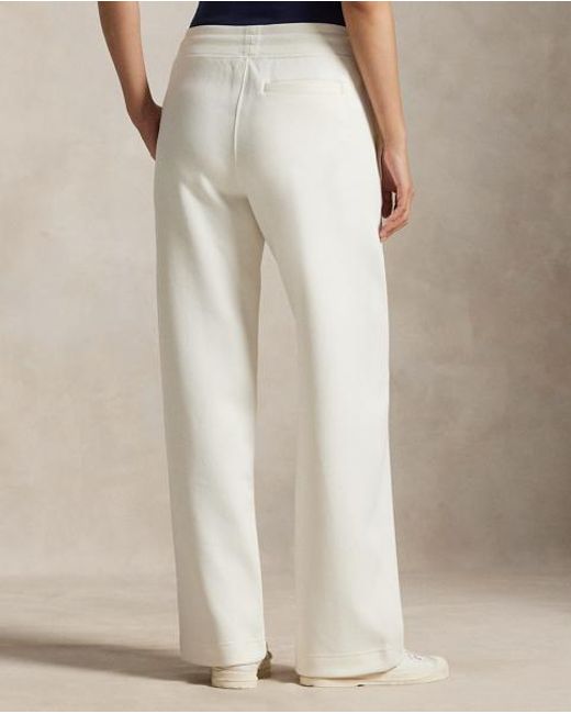 Polo Ralph Lauren White Doppellagige Jogginghose Mit Weitem Bein