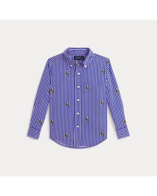 Polo Ralph Lauren Blue Ralph Lauren Boy's Polo Bear Striped Cotton Shirt for men
