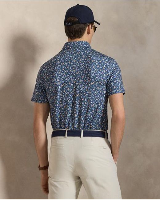 Ralph Lauren Blue Tailored Fit Performance Polo Shirt for men