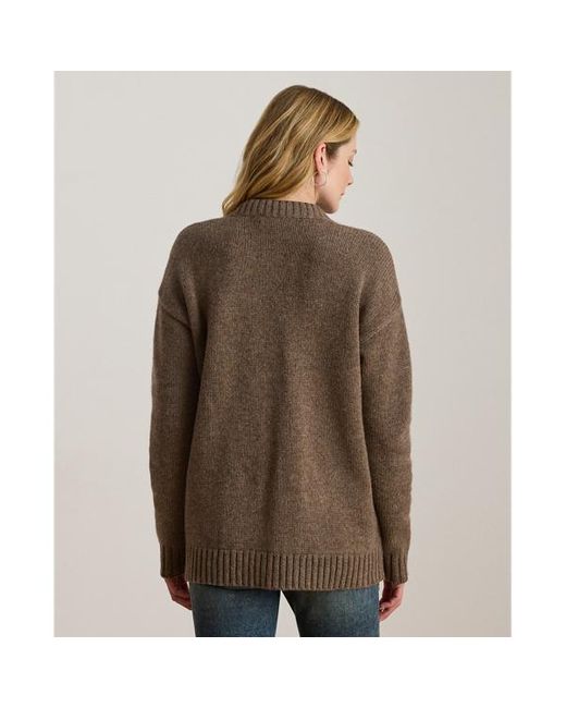 Cardigan in misto lana con scollo a V di Ralph Lauren in Brown