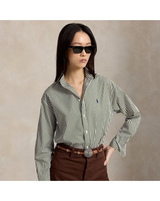 Polo Ralph Lauren Gray Relaxed Fit Striped Cotton Shirt
