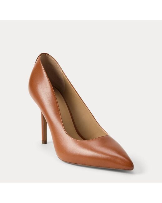 Ralph Lauren Brown Lindella Ii Leather Pump