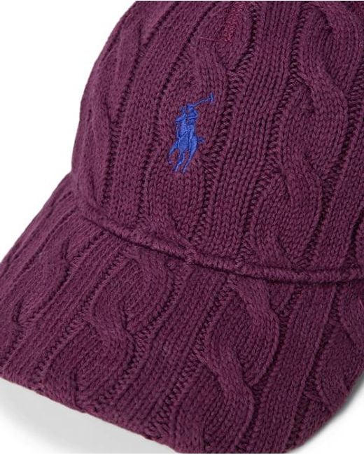Polo Ralph Lauren Black Cable-Knit Cotton Ball Cap