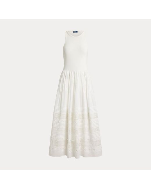 Polo Ralph Lauren White Lace-Trim Tank Dress