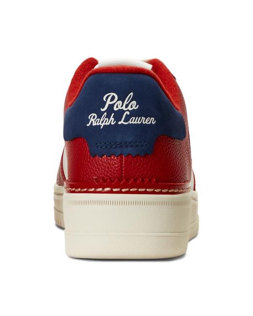 Ralph Lauren Masters Court Leren Sneaker in het Red voor heren