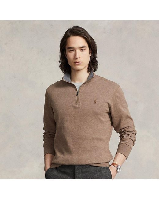 Pull demi-zippé en jersey luxueux Polo Ralph Lauren pour homme en coloris Brown