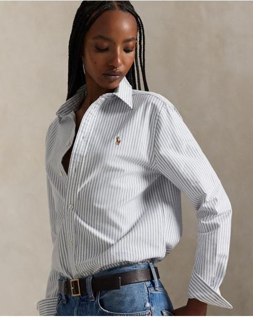 Polo Ralph Lauren Gray Classic Fit Striped Oxford Shirt