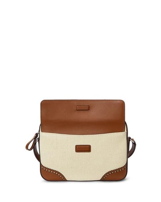 Ralph Lauren Brown Mittelgroße Kameratasche Marcy Aus Stroh