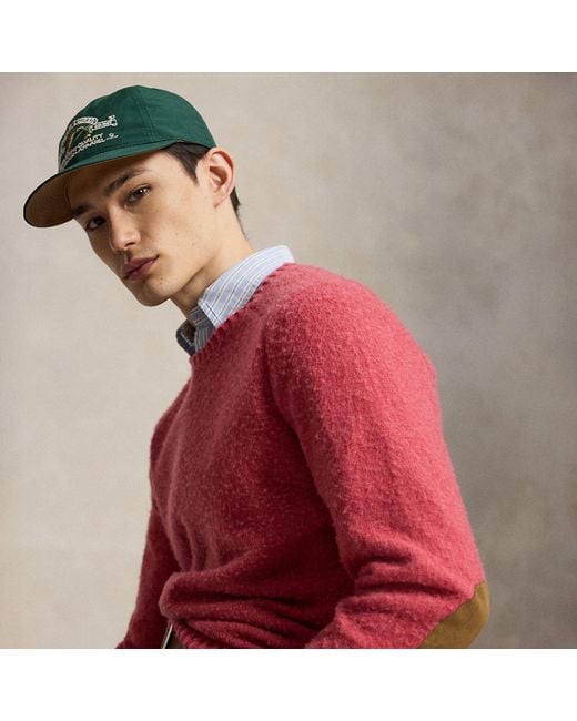 Polo Ralph Lauren Red Suede-Patch Wool-Cashmere Jumper for men