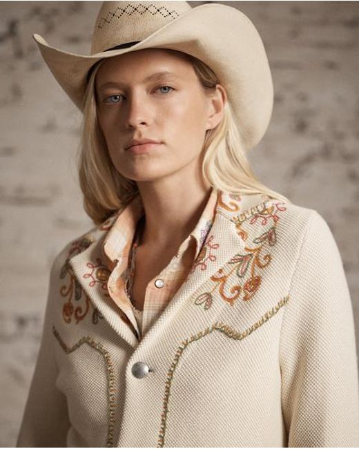 RRL Gray Embroidered Western Jumper Jacket