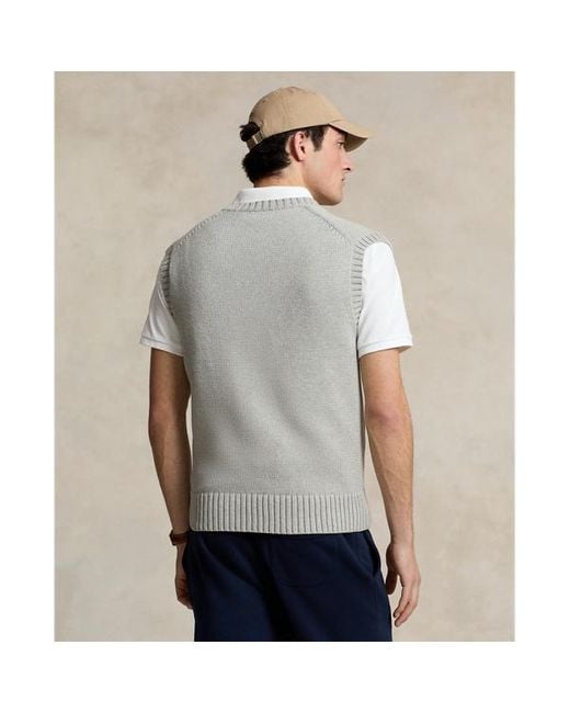 Polo Ralph Lauren Gray Big Fit Logo Cotton Sleeveless Jumper for men
