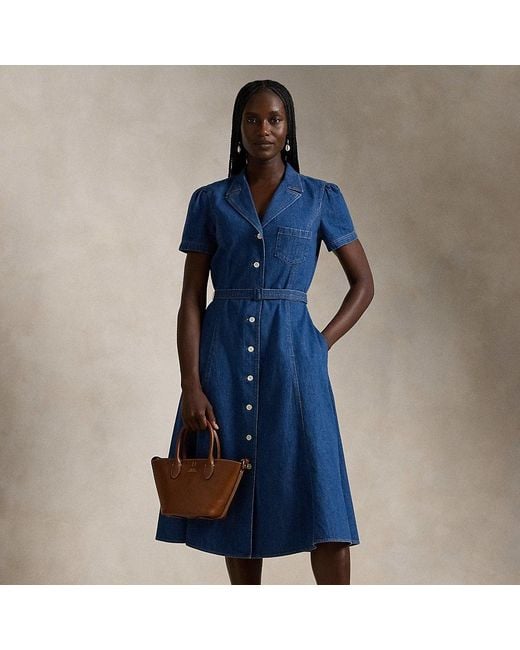 ralph lauren women's denim dress Polo Ralph Lauren Denim Halter Midi-Dress