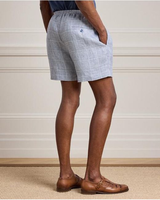 Ralph Lauren Blue Hand-Tailored Windowpane Linen Short for men