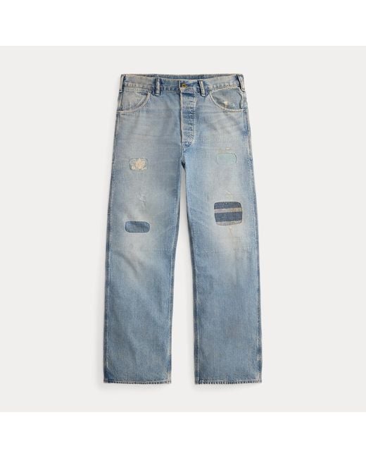 RRL Blue Repaired Earlston Carpenter Jeans for men